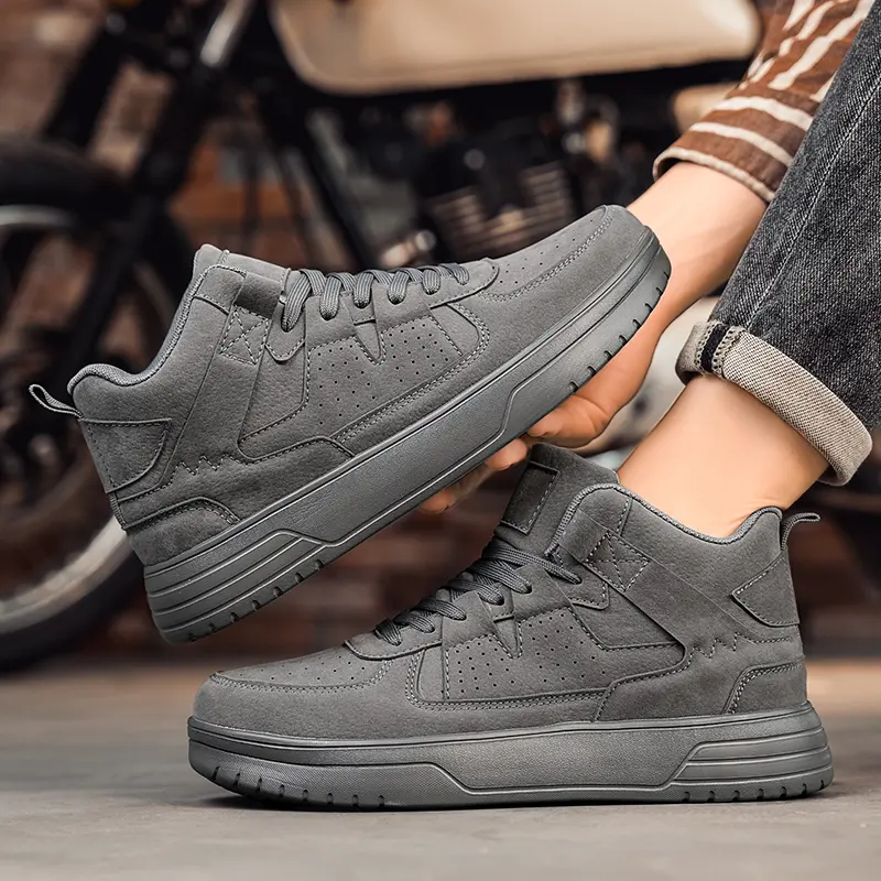 Fashion High-Top Men's PU Leather Non-Slip Sneakers Comfortable