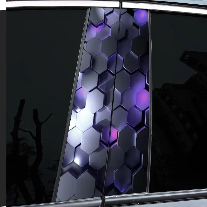 2 very good-looking and interesting car middle pillar stickers, with personal creativity, B pillar protective film, venom pattern purple car sticker sticker, suitable for cars, Car Decals