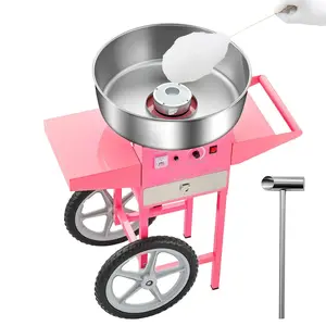 Commercial Cotton Candy Machine with Cart Sugar Floss Maker 1000W for Party Pink