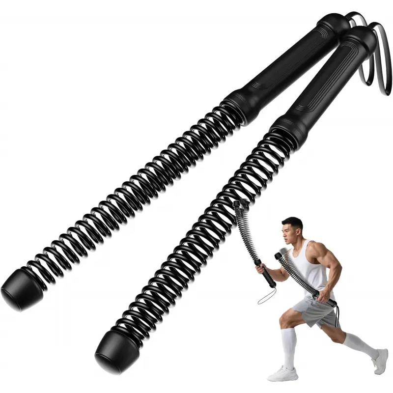 2PCS Stainless Steel Ropeless Battle Ropes, Heavy-Duty Home Gym Strength Training Equipment with Soft Rubber Handles, Anti-Slip Design for Arm & Core Muscle Building, Portable Hand Strengthener Chest and Shoulder Station wrist