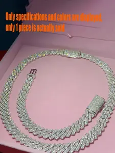 14mm 2-Row Vvs Chilled Hip-Hop Jewelry, Moissanite Cuban Chain Necklace, Diamond-Encrusted Luxury Custom Letter Pendant