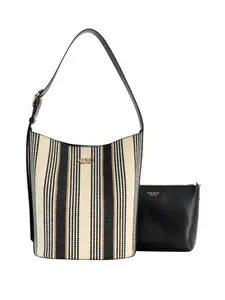 GUESS Female Nicolette Striped Canvas Large Bucket Bag