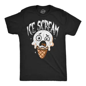 Mens Funny T Shirts Ice Scream Sarcastic Horror Graphic Novelty Tee For Men Mens Funny T Shirts Cool Vintage Fashion T-Shirt Gift Classic Menswear Halloween Apparel for Men Funny Food Short Sleeve Novelty Tees Black -