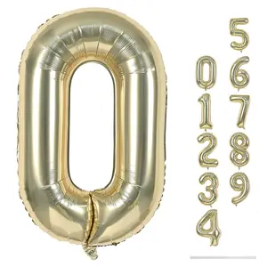 40-Inch Champagne Gold Number 0 Balloon for Birthday, Anniversary, or Graduation Celebration