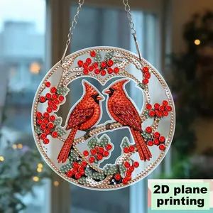 2D Acrylic DIY Diamond Painting Kit, Cardinal on Branch, Irregular Shape Diamonds, Home & Office Decor, Perfect Gift for Family and Friends