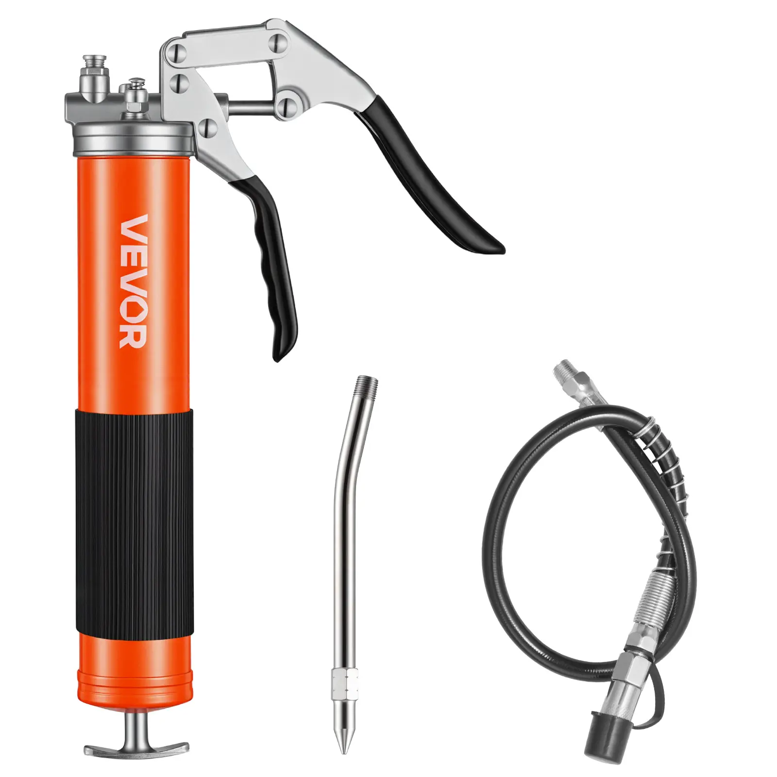 【summerfinds】VEVOR Grease Gun, 8000 PSI High Pressure, Heavy Duty Pistol Grip Grease Gun Kit with 14 oz Capacity, Includes 18-Inch Flex Hose, 1 Extension Rigid Pipe and 1 Sharp Type Nozzle for Automotive, Marine, Efficient Loading, Grease Fittings
