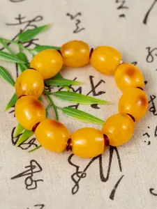 S.Favorites—Rare Gemstone—Retro Amber Barrel Bead Bracelet