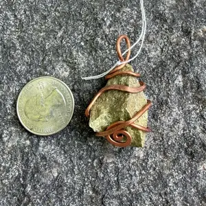 Copper Wire Wrapped Stone Pendant with Unique Design and Natural Texture