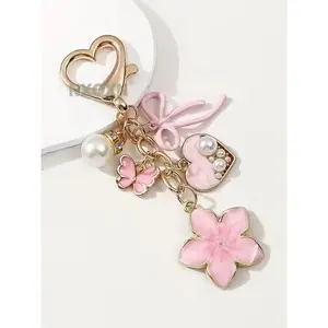 Elegant Butterfly Keychain with Elegant Flower Design, Perfect Accessory for Bags & Keys, Stylish Gift Idea for Her