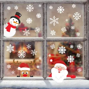 1set Christmas Decorations - Christmas Window Clings Decorations Stickers Indoor - Snowflakes Window Clings Decor for Home Office Classroom Decorative Stickers