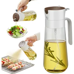 lighter spray bottle , Glass Olive Oil Dispenser Bottle & Oil Sprayer Bottle 2 in 1 for Kitchen Cooking, Auto Flip Cap, 18Oz White No brand