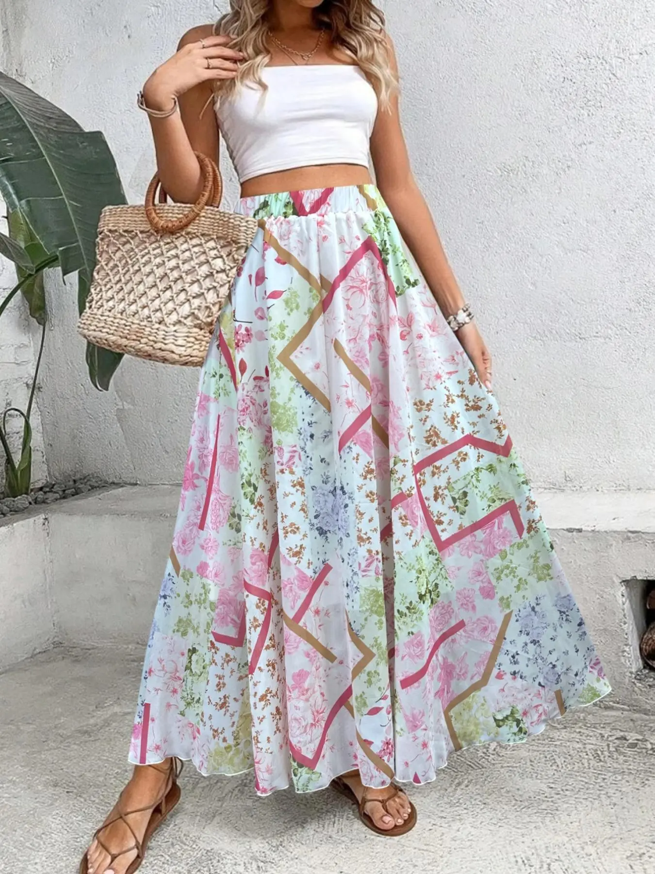 Women's Floral Print A Line Skirt, Boho Fashion Chic Elegance Casual Long  Skirt for Daily Holiday Vacation Wear, Ladies Bottoms for All Seasons -  TikTok Shop