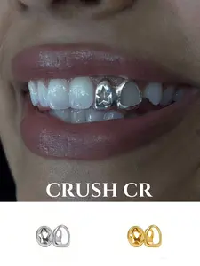 CRUSH CR 18K Gold Plated Open Face Star Grillz for Women Men Content Creators,  Y2K Dental Jewelry, Ideal for Music Festivals, Themed Parties, Night Outings TikTok Photoshoots, Hypoallergenic Design Ensures Comfort for All-Day Wear