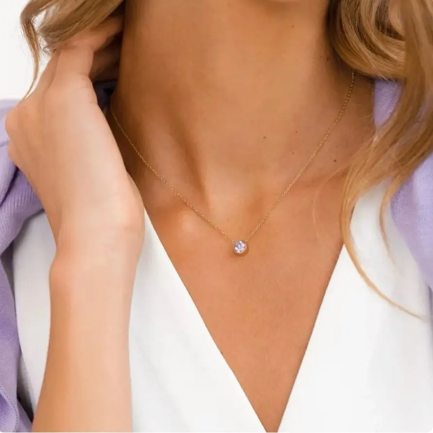 Birthstone Silver Necklace