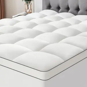 Soft Fleece Queen Size Mattress Topper, No Compression Plush Thick Pillow Top Mattress Pad with Deep, Winter Warm Topper Cover for Back Pain Relief