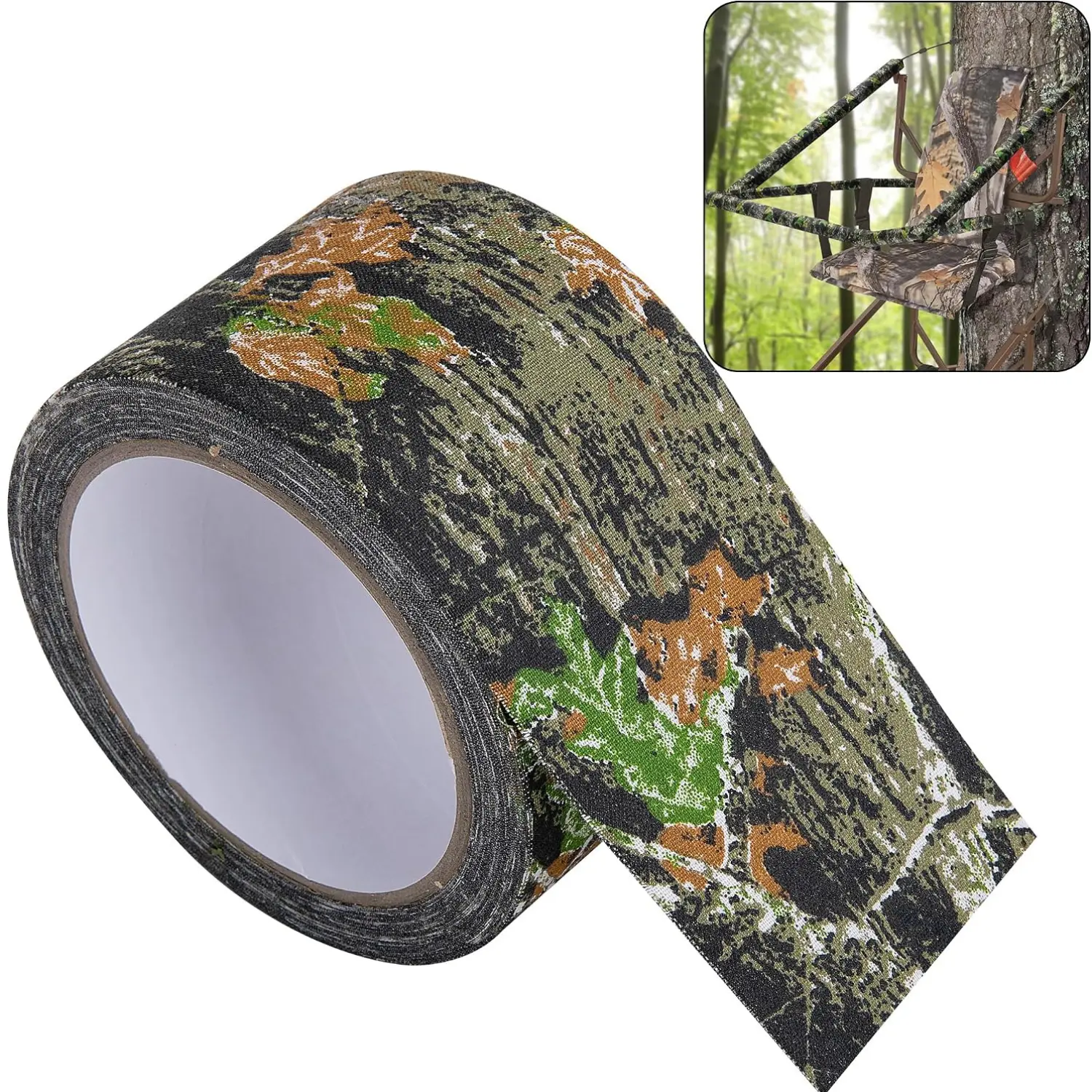 Camo Tape Wrap 10.9 Yard x 2.5 Inch Self Adhesive Cotton Camouflage Gear Wrap for Hunting Camping Cameras Flashlights Outdoor Equipment