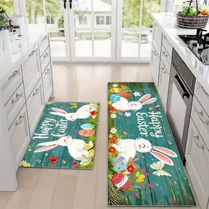 Easter Themed Kitchen Mat, 2 Counts/set Colorful Lovely Rabbit Pattern Kitchen Rug, Non-slip Kitchen Floor Mat, Decorative Floor Mat, Home Decor Rugs for Home Kitchen Living Room