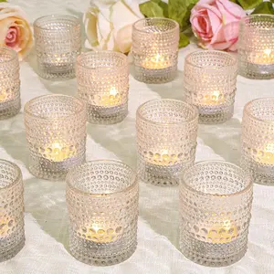 24 count Votive Candle Holders, Glass Holders Bulk for Table Centerpiece,  Lights Candle Holders for Wedding Shower, Party and  Decor Clear