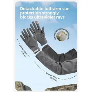 Detachable UPF 50+ Cooling Arm Sleeves with Gloves - Full Sun Protection for Driving, Cycling & Outdoor Activities  49104