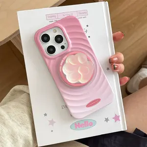 Korean Cute Gradient Cat Claws Magnetic Bracket Circle Pattern Phone Case For iPhone 16 15 14 13 Pro Max 15 14 13 Pro Back Cover