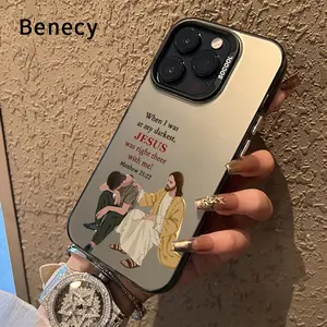 Jesus' Solace Pattern Phone Case for iPhone 15 16 14 Pro Max 13 12 11 XR XS Plus E Shockproof Anti-Scratch Durable PC Back Protective Cover Cellphone Protective