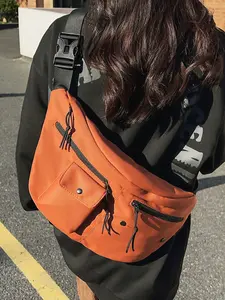 Cool and stylish simple design chest bag, multi-compartment workwear style, versatile and multi-color optional, retro personality trend shoulder messenger bag, suitable for daily travel, shopping, etc., Crossbody Fanny Pack, Belt Bag, Casual Waist Bag