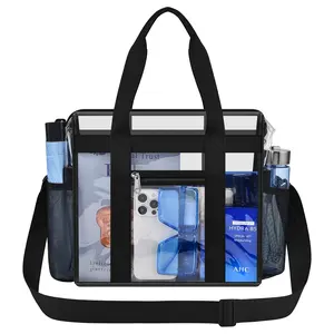 Clear Stadium Approved Tote Bag – 12"x6"x12" Clear PVC Crossbody Purse with Zipper Closure & Adjustable Shoulder Strap for Concerts, Sports Events, and Festivals