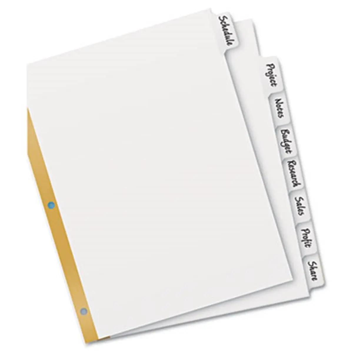 Write-On Index Dividers- Erasable Laminated White Tabs- White- Set of 8
