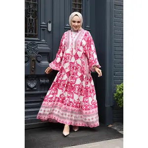 Pink Tropical Smocked Maxi Dress-CLEARANCE