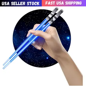 Lightsaber Chopsticks Light Up Saber Led (1 Pair, Blue - Food Grabbing Tips)