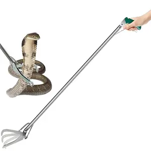 HOMEYA 47 Inch Extra Heavy Duty Snake Tongs, Professional All-Aluminum Alloy Snake Grabber, Reptile Tongs With Auto Lock, Grabber Reacher Tool For Snake Catching With Wide Jaw Handling Tool