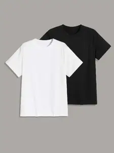 Men's Casual Short Sleeve T-Shirt Matching Set, Comfortable Daily Wear, Fashion Basic Top, Versatile and Stylish Essential, Two Pieces Pack, Menswear