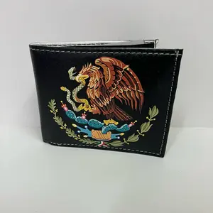 Mexican Eagle Leather Bi-Fold Wallet/ Cartera con el Escudo Nacional Mexicano