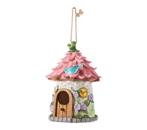 Glitzhome 9''H Resin Roof Outdoor Garden Birdhouse