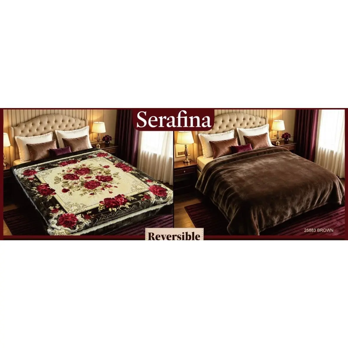Serafina 2ply Reversible Mink 12 Pound Heavy Blanket King Size