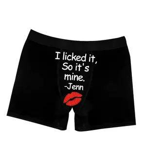 Mens Boxer Shorts with Custom Text Design – Personalized Gift for Him