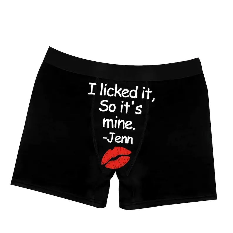 Mens Boxer Shorts with Custom Text Design – Personalized Gift for Him