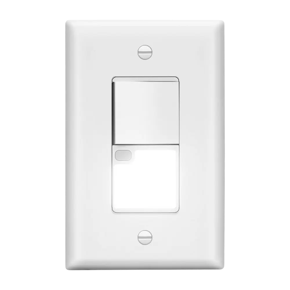 LIDER Decorator Guide Light Paddle Switch with Daylight Sensor, 3-Way or Single-Pole Light Switch, LED Guide Light, Wall Plate Included