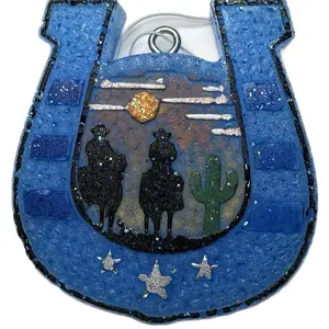 Car Freshies -Western Cowboy Scene In Horseshoe~Fragrance~Aroma Beads