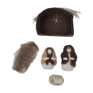 Global Crafts Handcrafted Felt Nativity Set w/ Barn from Nepal