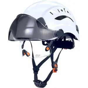 Industrial Safety Helmet Hard Hat with Retractable Clear and Tinted Visors Adjustable Ventilation 6-Point Suspension for Construction Work Head Protection