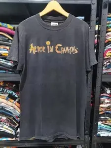 Alice in Chains Band Logo Shirt Black Color Gift Fan Unisex Tshirt Reprint S-5XL Cotton Menswear Top Decoration Streetwear Crewneck Casual Wetsuit Shortsleeve Tropical Graphic
