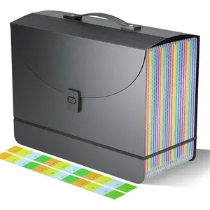 25 Pockets Expanding File Folders Accordion File Organizer Portable Filing Box with Plastic Handle Colored Tabs for A4/Letter Size Monthly Bill Receipt Paper Document Organization