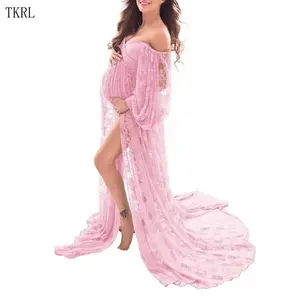 Spring and autumn tide mom personality skirt clothes summer long sleeve lace maternity dress fashion Joker. Pregnancy Plus Size RR