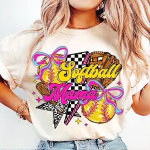 Coquette Softball Mama, Ballpark Mama, Game Day, Softball Coquette, Checkered Bow T-Shirt