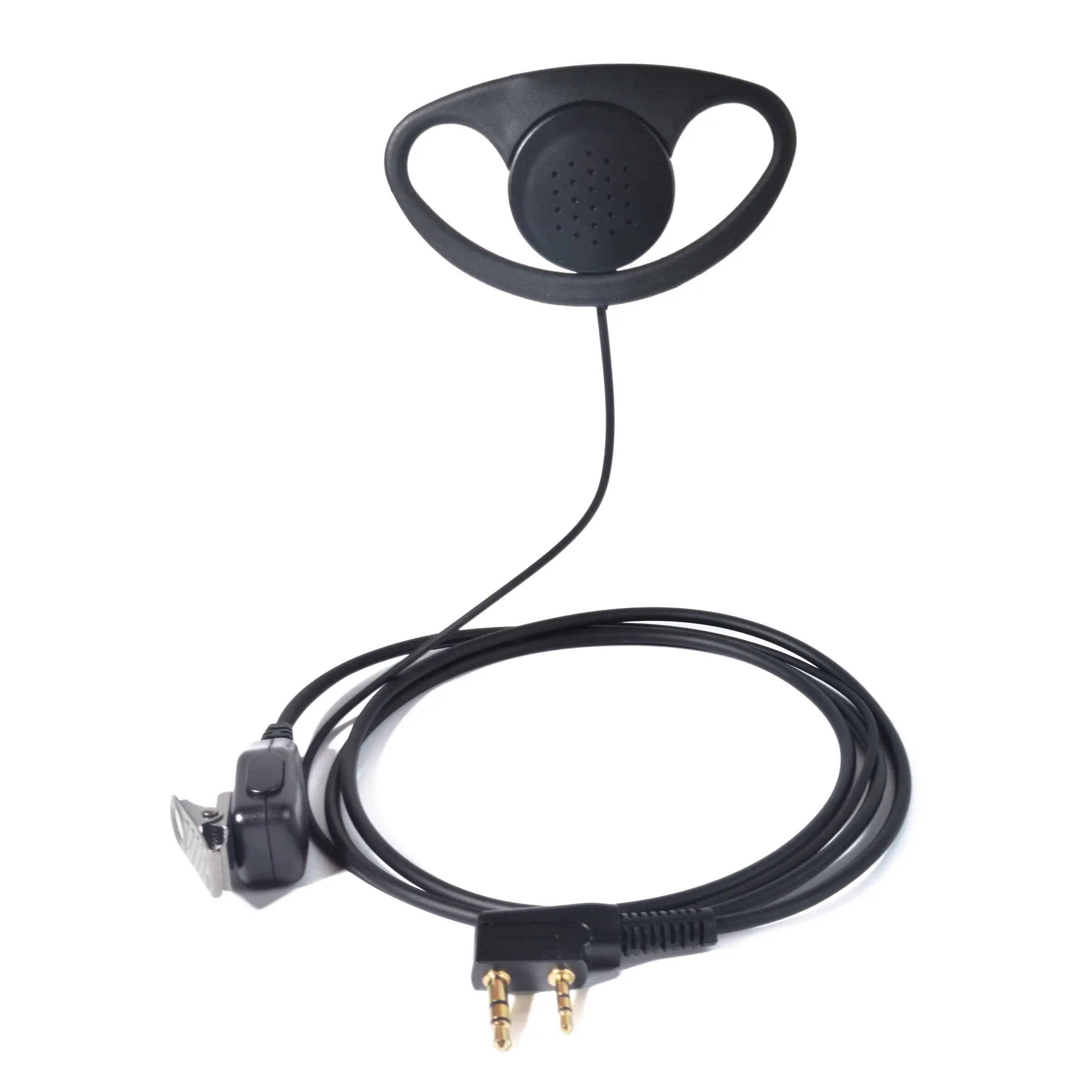 YNIBST All Black Walkie Talkie Earpiece with PTT Microphone,D Shape Ear Hook K-Type Plug 2-Pin Two Way Radio Headset Compatible with Kenwood, Retevis, Pxton, Wouxun,HYT,Baofeng UV5R Radios for Security, Restaurant, Warehouse & Outdoor Use Earphones