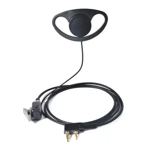 YNIBST Black Walkie Talkie Earpiece with PTT Mic, Hands Free Calls, D Shape Ear Hook K-Type Plug 2-Pin Two Way Radio Headset Compatible with Kenwood, Retevis, Wouxun,HYT,Baofeng UV5R Radios for Security, Restaurant, Warehouse & Outdoor Use