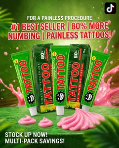 Tattoo Numbing Cream - Green 80% International -  Pain Free Tattoos - Effective Numbing Formula for No-Distraction Tattoos