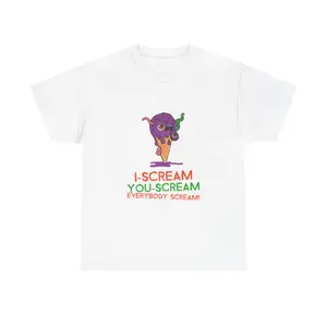Gildan I-Scream You-Scream Ice Cream Tee Fun Summer T-Shirt Cute Unisex Cotton Tee Ice Cream Lover Gift Family Reunion Apparel Casual Classic Fabric Knit