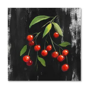 Courtside Market Chalkboard Cherries 16x16 Canvas Wall Art
